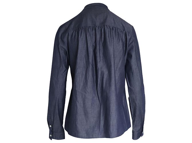 Camicia Miu Miu con Volant in Cotone Blu - vista 3
