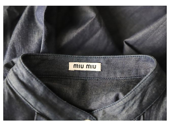 Camicia Miu Miu con Volant in Cotone Blu - vista 4