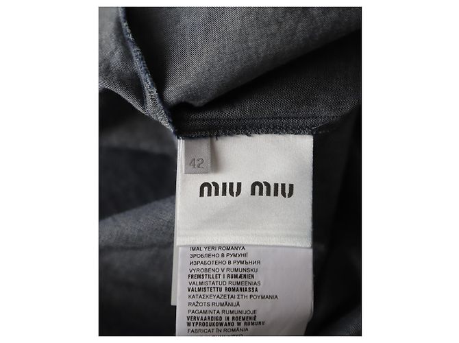 Camicia Miu Miu con Volant in Cotone Blu - vista 5