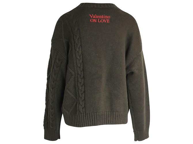 Valentino „I Breathe Your Love“-Pullover aus grüner Schurwolle - Ansicht 3
