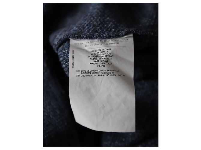 Etro-Strickpullover mit V-Ausschnitt aus blauem Baumwollleinen - Ansicht 5