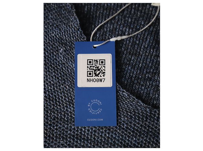 Etro-Strickpullover mit V-Ausschnitt aus blauem Baumwollleinen - Ansicht 6