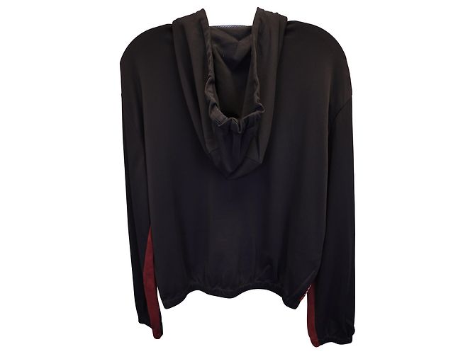 Conjunto de chaqueta con capucha y pantalón de chándal a rayas rojas de Prada en viscosa negra - vista 4