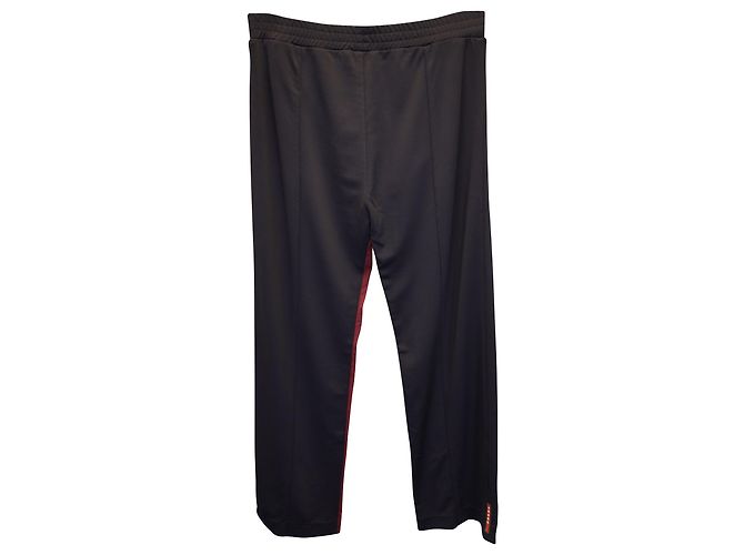 Conjunto de chaqueta con capucha y pantalón de chándal a rayas rojas de Prada en viscosa negra - vista 6