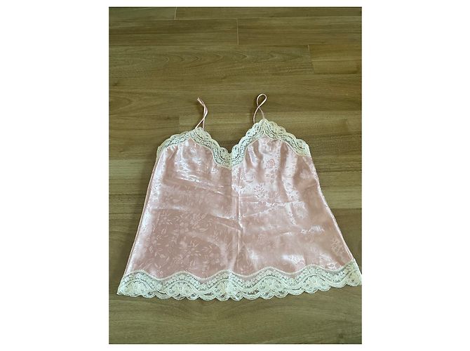 Conjunto de Pijama Dior Rosa de Satén y Encaje Blanco - vista 11