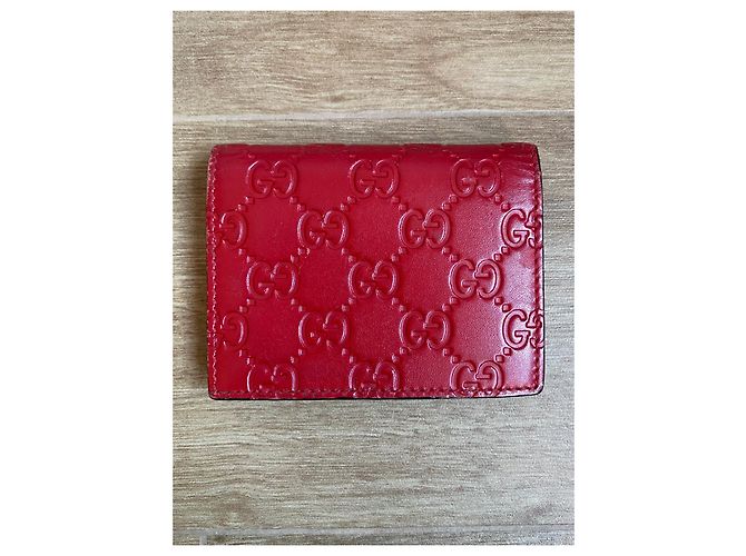 Cartera Gucci de piel roja con logo GG - vista 4