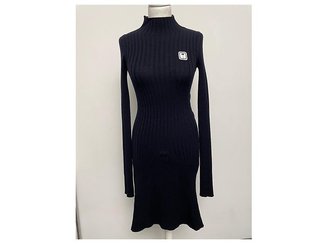 Palm Angels Strickkleid Rippstrick dunkelblau Marineblau - Ansicht 3