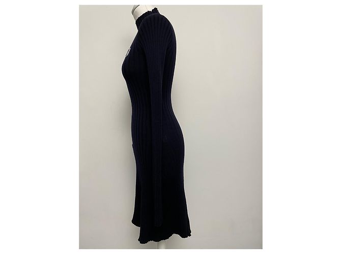 Palm Angels Strickkleid Rippstrick dunkelblau Marineblau - Ansicht 4