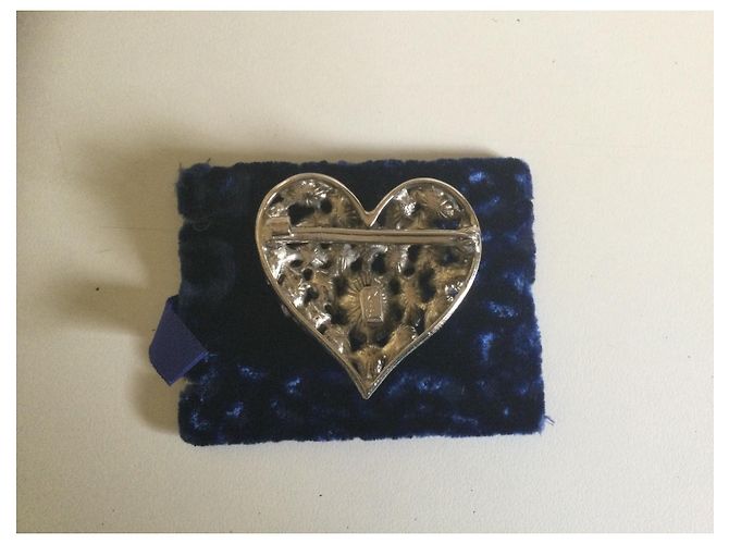 Spilla Yves Saint Laurent a cuore in metallo argentato Argento - vista 2