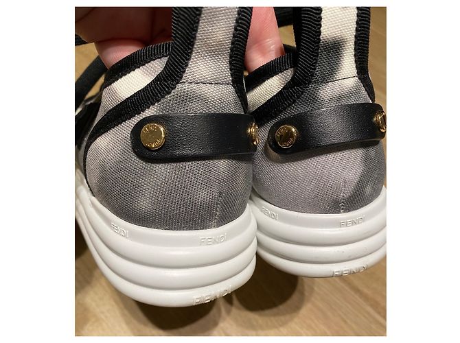 Fendi Rise Tie Dye Low Top Sneaker Schwarz Weiß Grau - Ansicht 10