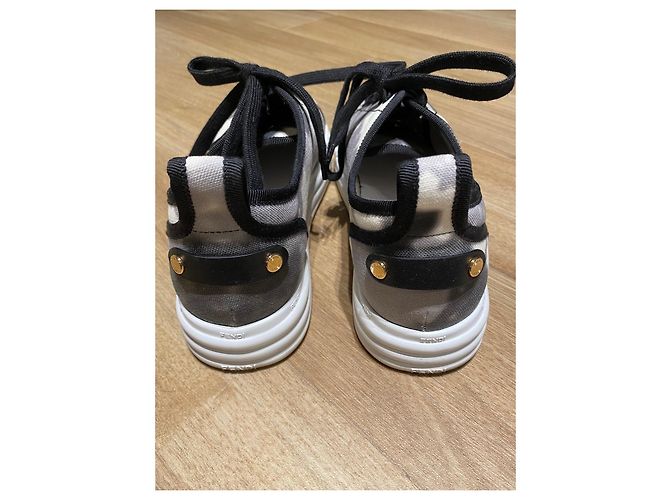 Fendi Rise Tie Dye Low Top Sneaker Schwarz Weiß Grau - Ansicht 8