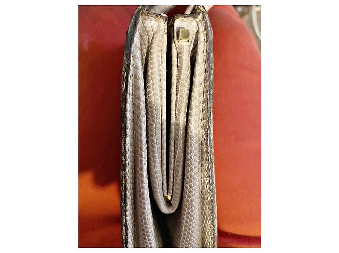 Autre Marque Piccola borsa a mano in pelle esotica taupe - vista 10
