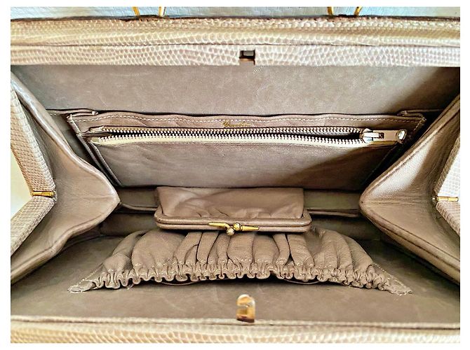 Autre Marque Piccola borsa a mano in pelle esotica taupe - vista 4