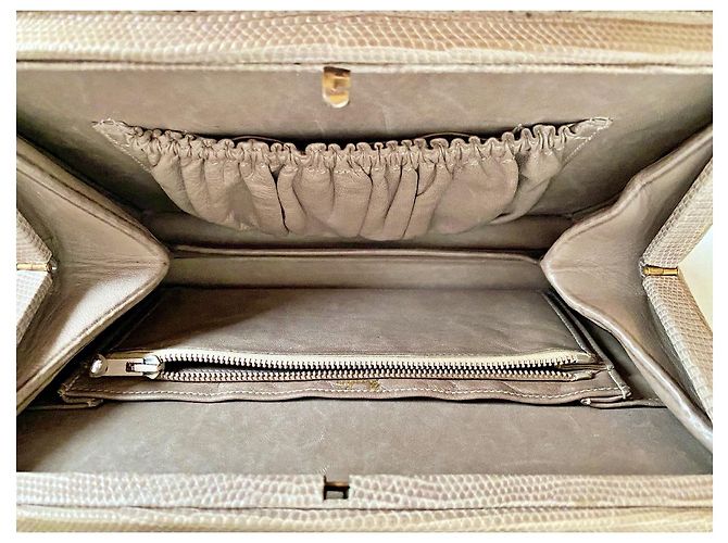 Autre Marque Piccola borsa a mano in pelle esotica taupe - vista 5