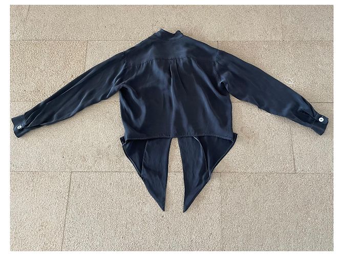 Apostrophe Herz-Wickelbluse Apostroph Seidensatin dunkelgrau T. 36 Anthrazitgrau - Ansicht 2
