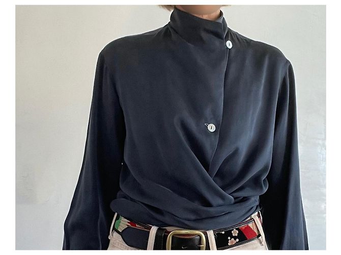 Apostrophe Herz-Wickelbluse Apostroph Seidensatin dunkelgrau T. 36 Anthrazitgrau - Ansicht 5