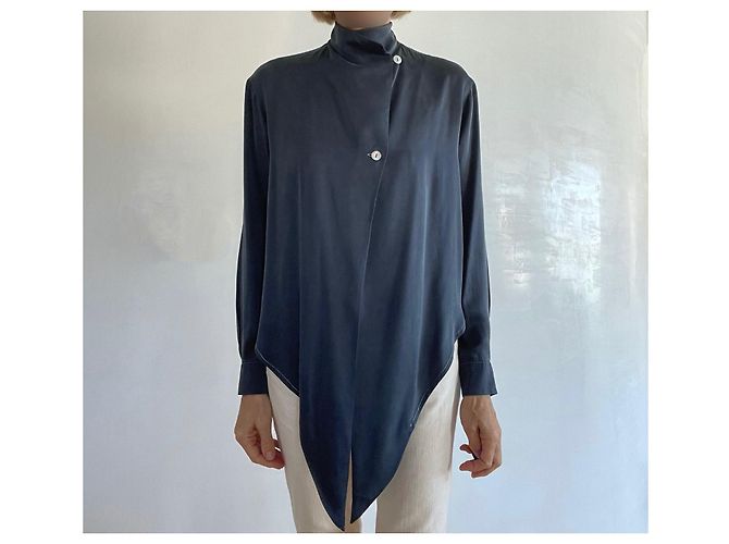 Apostrophe Herz-Wickelbluse Apostroph Seidensatin dunkelgrau T. 36 Anthrazitgrau - Ansicht 6