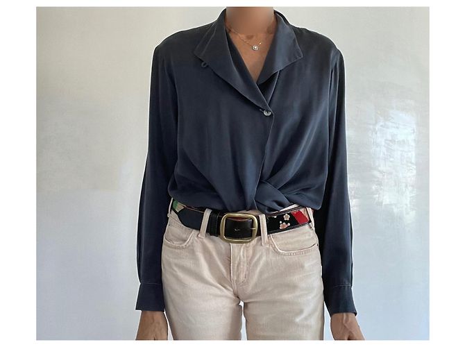 Apostrophe Herz-Wickelbluse Apostroph Seidensatin dunkelgrau T. 36 Anthrazitgrau - Ansicht 7