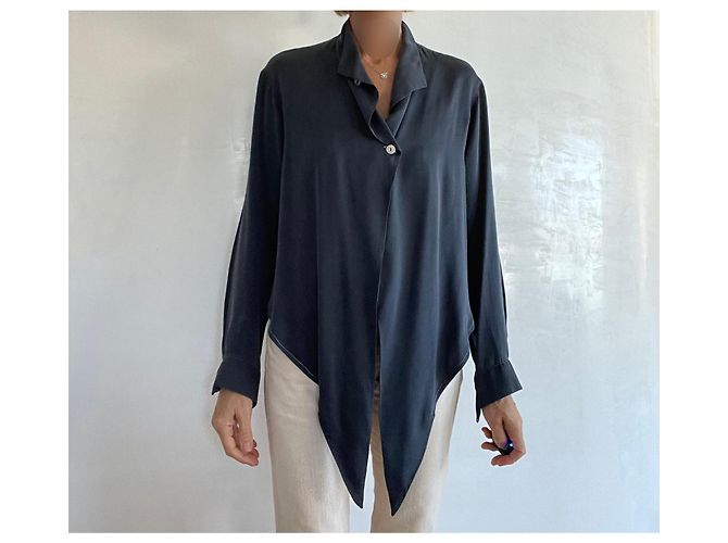 Apostrophe Herz-Wickelbluse Apostroph Seidensatin dunkelgrau T. 36 Anthrazitgrau - Ansicht 8