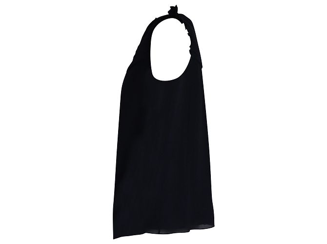 Blusa plisada sin mangas de Burberry en seda azul marino - vista 2