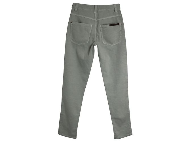 Brunello Cucinelli Vaqueros denim de pernera recta y talle medio en algodón verde - vista 2