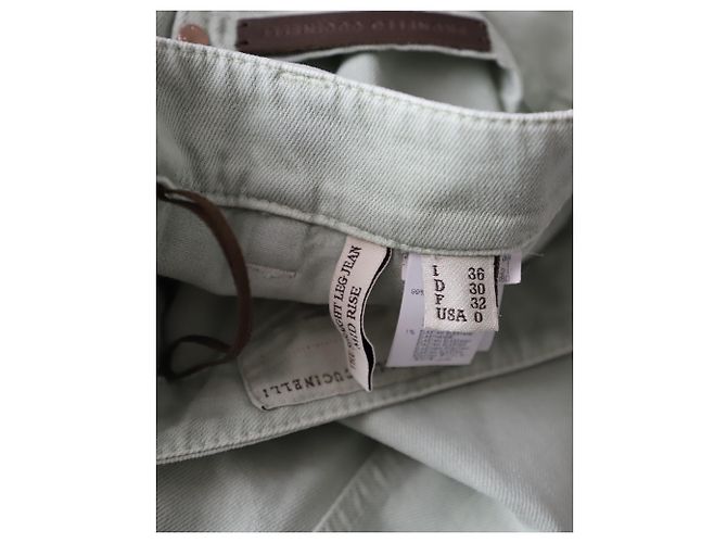 Brunello Cucinelli Vaqueros denim de pernera recta y talle medio en algodón verde - vista 4