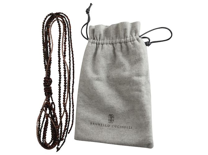 Collana Multifilo Brunello Cucinelli in Pietra Multicolor Stampa python - vista 5