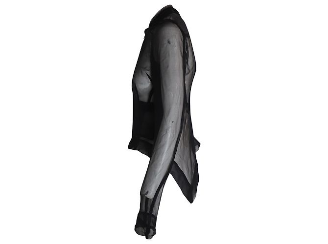 Rick Owens Naska Klaus Transparente Bomberjacke aus schwarzer Seide - Ansicht 2