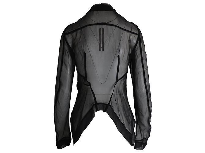 Rick Owens Naska Klaus Transparente Bomberjacke aus schwarzer Seide - Ansicht 3