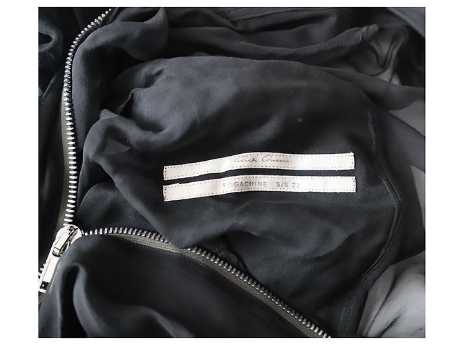 Rick Owens Naska Klaus Transparente Bomberjacke aus schwarzer Seide - Ansicht 4