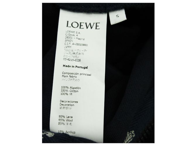 Loewe Hooded Jacket in Navy Blue Cotton - view 5
