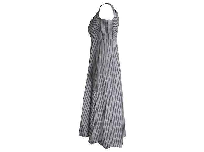 A.L.C EN.l.do. Vestido midi de popelina a rayas con hombros descubiertos Arsenio en algodón blanco - vista 2