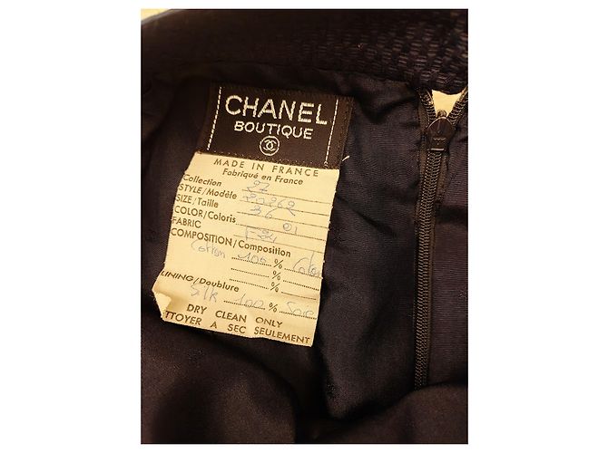 Falda entallada Chanel azul marino de algodón Talla 36 - vista 4