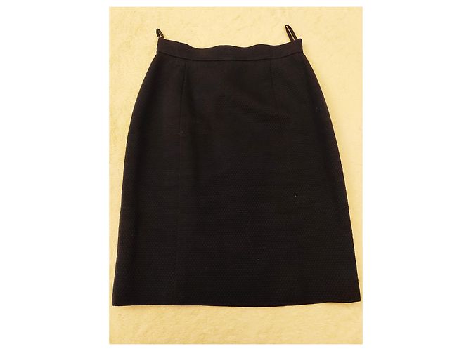 Falda entallada Chanel azul marino de algodón Talla 36 - vista 6