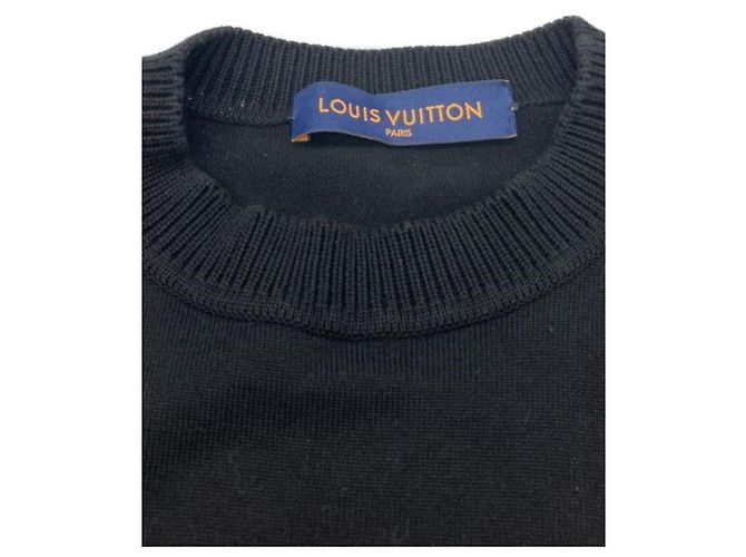 ***LOUIS VUITTON (Louis Vuitton)  Charakteristischer Kurzarmstrick mit Hakendetail Schwarz - Ansicht 3