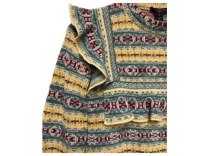 ***LOUIS VUITTON (Louis Vuitton)  Gebrauchtes Rüschenstrickoberteil Blau Gelb - Ansicht 4