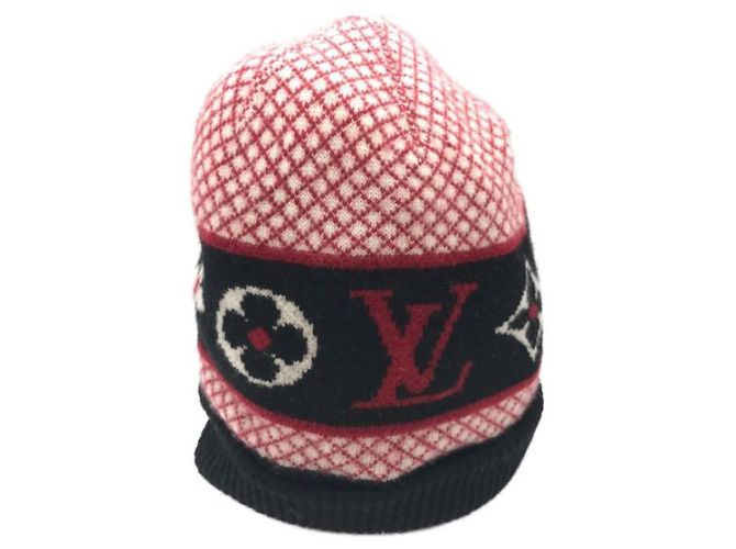 ***LOUIS VUITTON (Louis Vuitton)  Cappello in maglia Bonnet d'Euvre LV Rosso Blu navy - vista 4