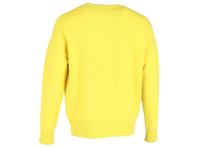 AMI Paris Pull Oversize Ami de Coeur en Laine Jaune - vue 3
