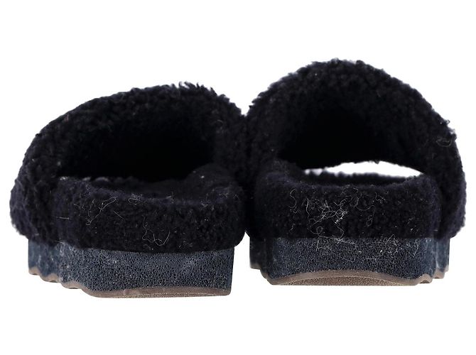 Chloé Ciabatte ondulate Chloe in shearling nero e pelle - view 3