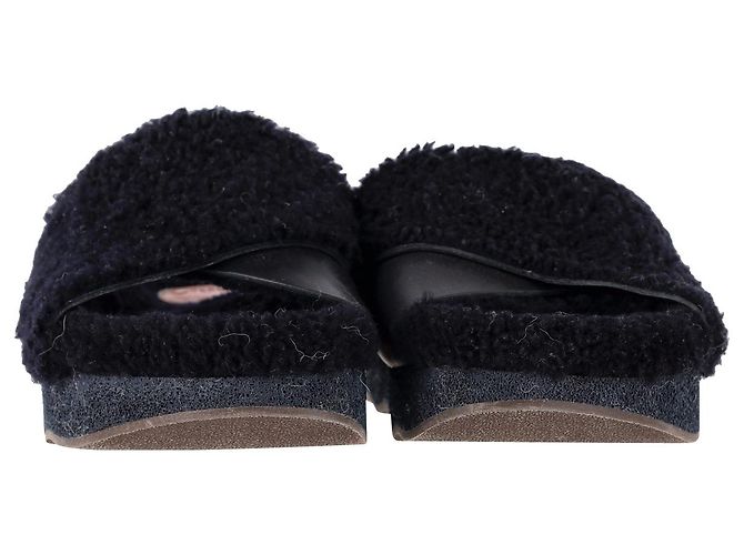 Chloé Ciabatte ondulate Chloe in shearling nero e pelle - view 5