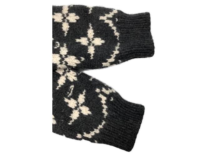 ***LOUIS VUITTON (Louis Vuitton)  Strickpullover mit verzerrtem Monogramm und Rundhalsausschnitt Grau - Ansicht 4