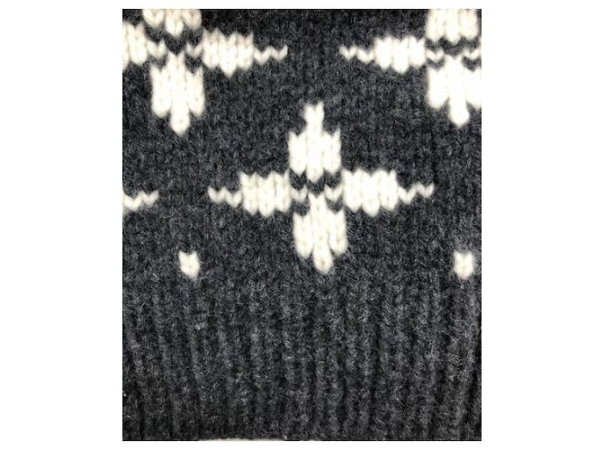 ***LOUIS VUITTON (Louis Vuitton)  Strickpullover mit verzerrtem Monogramm und Rundhalsausschnitt Grau - Ansicht 7