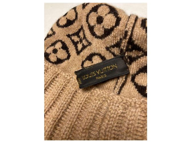 ***LOUIS VUITTON (Louis Vuitton)  Monogramm-Kaschmirstrickmütze Beige - Ansicht 4