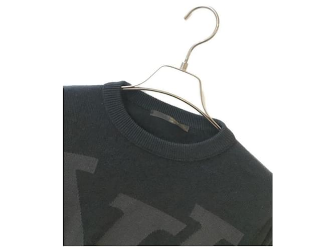 ***LOUIS VUITTON (Louis Vuitton)  Strickpullover mit Rundhalsausschnitt und großem LV-Logo Schwarz - Ansicht 3
