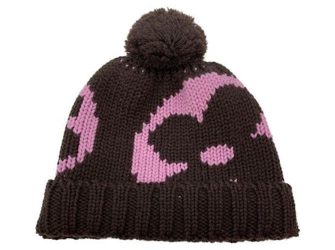 ***LOUIS VUITTON (Louis Vuitton)  Bonnet Grand Floor Strickmütze Braun Pink - Ansicht 2