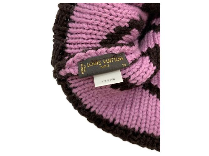 ***LOUIS VUITTON (Louis Vuitton)  Bonnet Grand Floor Strickmütze Braun Pink - Ansicht 4