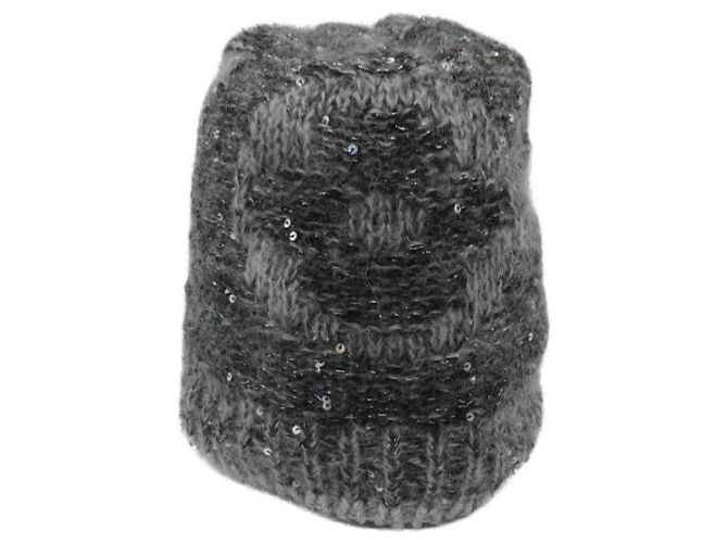 ***LOUIS VUITTON (Louis Vuitton)  Bonnet-Monogramm-Glitzer-Strickmütze Grau - Ansicht 3