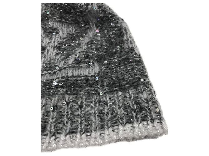 ***LOUIS VUITTON (Louis Vuitton)  Bonnet-Monogramm-Glitzer-Strickmütze Grau - Ansicht 5