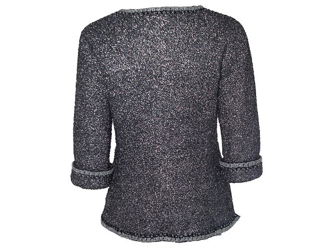 Chanel, Tweedjacke aus Metall Silber - Ansicht 2