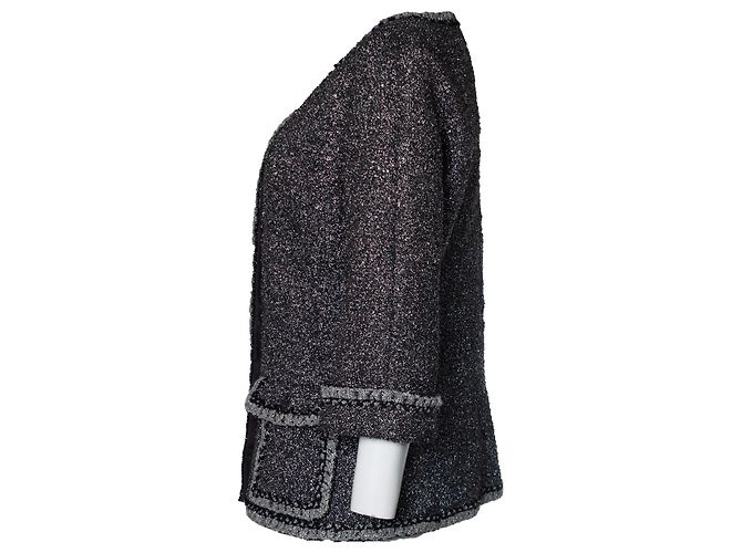 Chanel, Tweedjacke aus Metall Silber - Ansicht 4